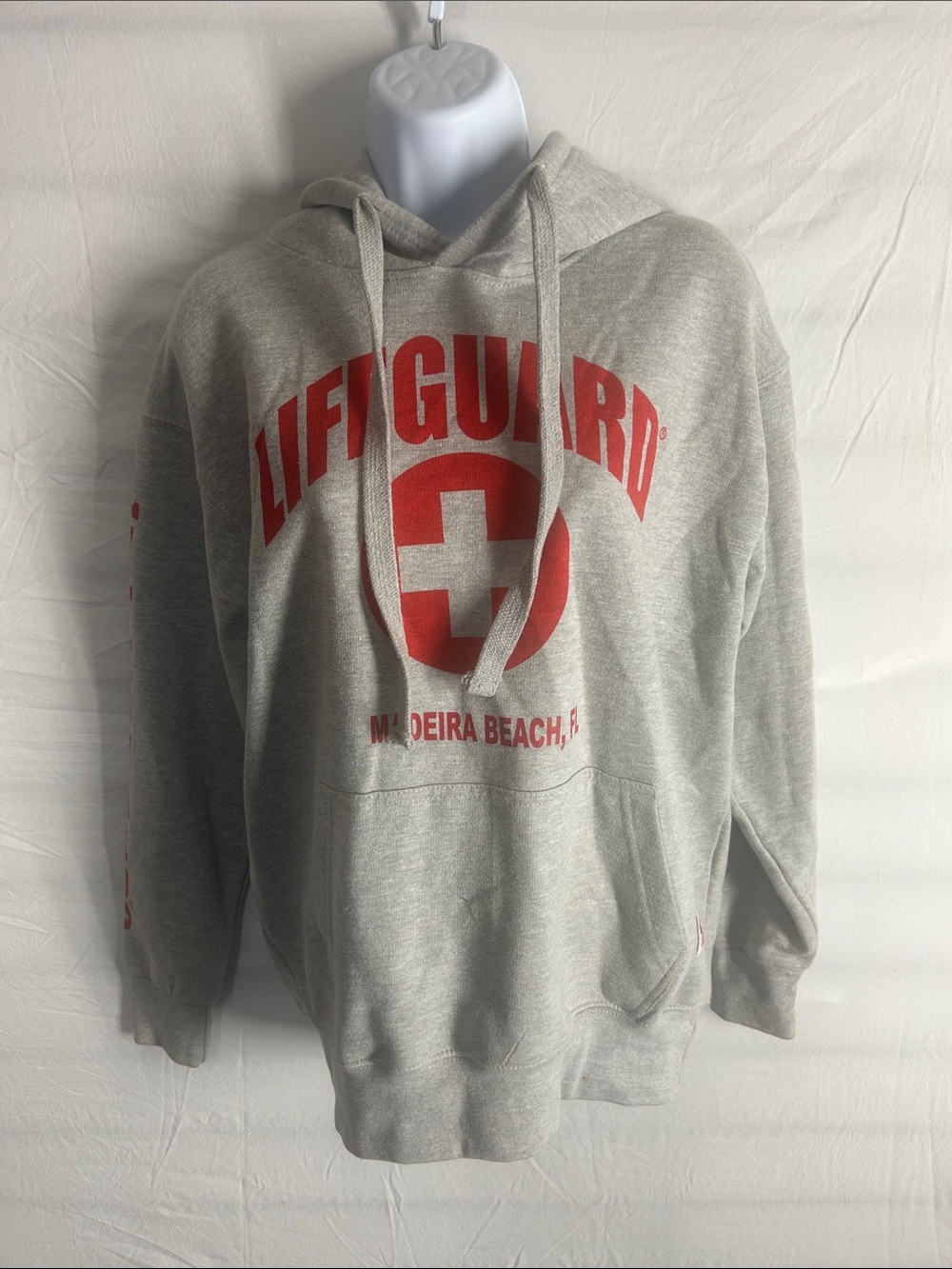 Madeira Beach Lifeguard Gray Hoodie with Red Graphic